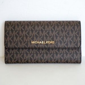 Michael Kors Jet Set LG Trifold Wallet MK Brown